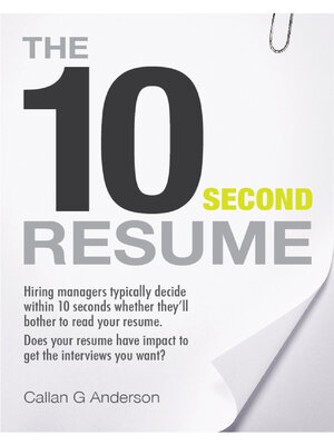 cover image of The Ten Second Resume